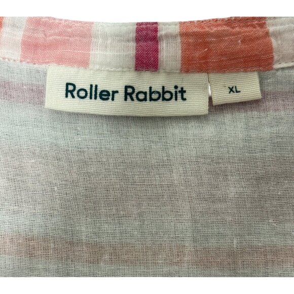 Roller Rabbit Womens Tunic Top Pink Striped Cotton Cover-Up Tassel Fringe XL - Picture 4 of 8
